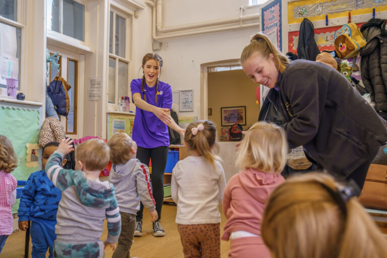 Children playing in hall