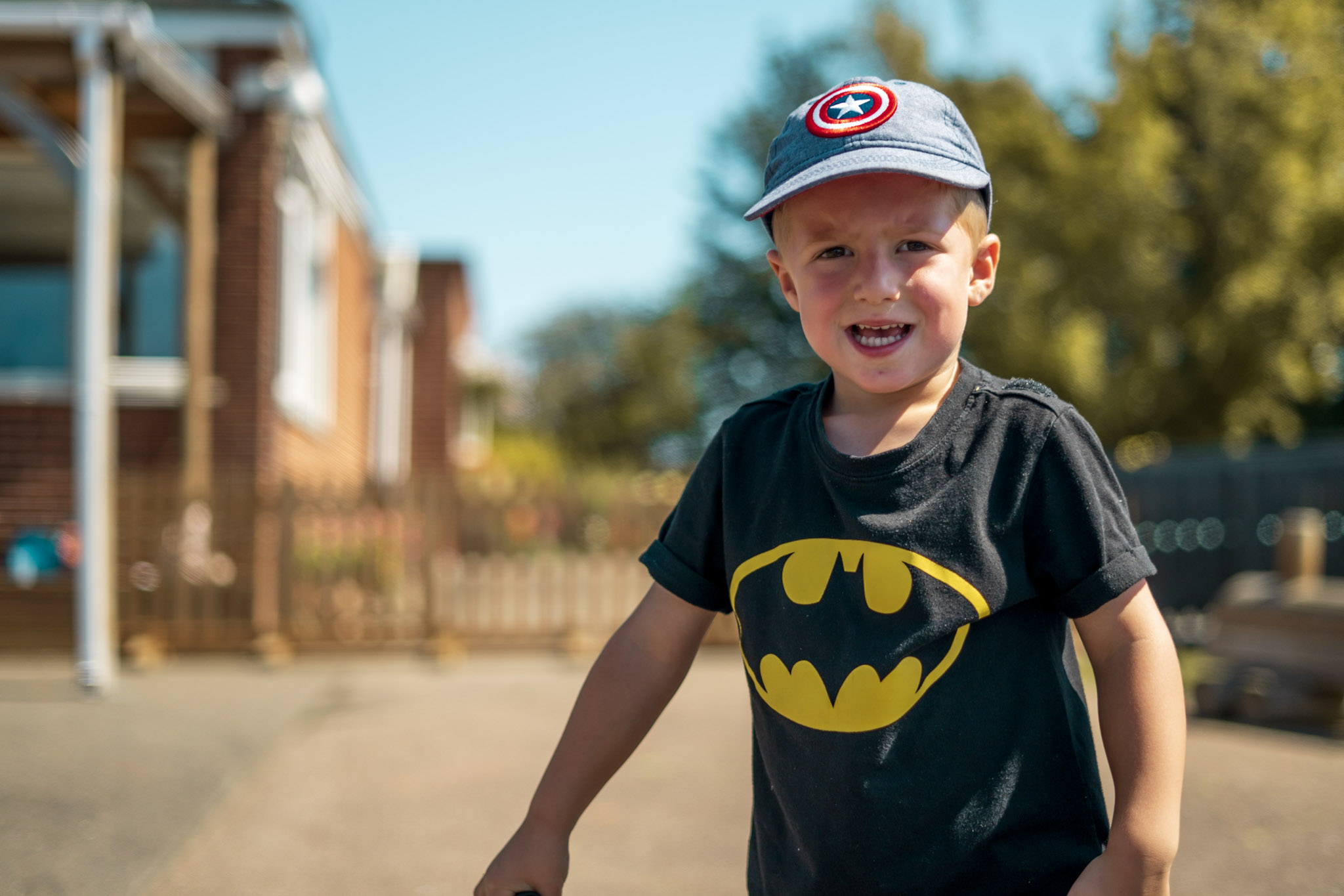 Boy in batman t-shirt